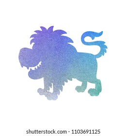 Watercolor silhouette of a lion on an isolated background. Vector