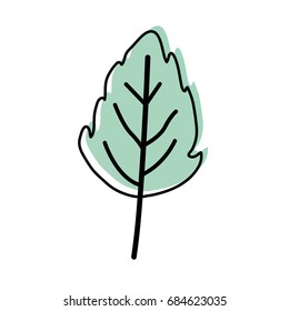watercolor silhouette of small lobed leaf plant vector illustration