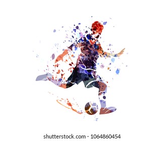Watercolor silhouette soccer. Vector illustration