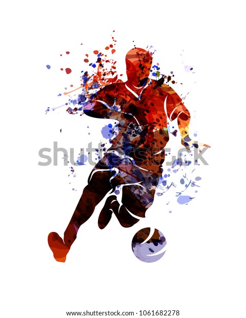 Watercolor Silhouette Soccer Vector Illustration Stock Vector Royalty Free