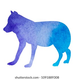 watercolor silhouette wolf