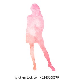 Watercolor silhouette of woman
