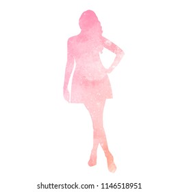 Watercolor silhouette of woman