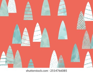 Watercolor Simple Christmas Tree Pattern Background