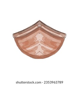 watercolor simple element wooden boat, sea tower, fish, rain. sailor ocean