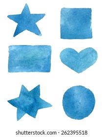watercolor simple geometric figures vector set