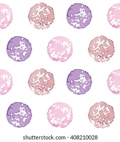 Watercolor Simple Pattern with Pastel Dots. Seamless Pattern on White Background. Vector Illustration.