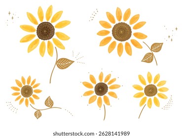 Watercolor simple sunflower hand-painted illustration material