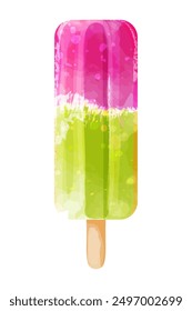 Watercolor single ice cream. Vector illustration for cafe, menu, summer design.