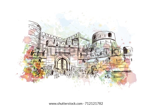 Watercolor Sketch Agra Fort India Vector Stock Vector (Royalty Free ...