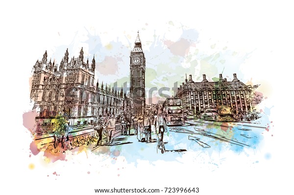 英国 ビッグベン ロンドン イギリス イギリス の水彩画 ベクターイラスト のベクター画像素材 ロイヤリティフリー