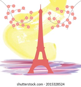 watercolor sketch of Eiffel Tower, Paris capital of France in vector illustration
