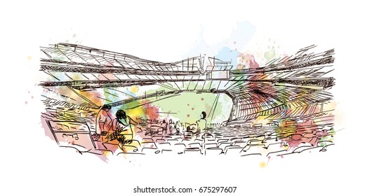 Watercolor sketch of Football Stadium in vector.