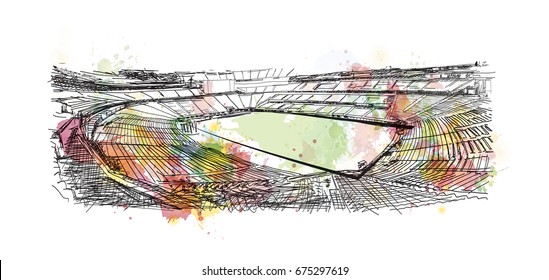 Watercolor sketch of Football Stadium in vector.