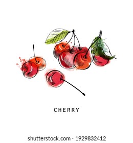 croquis à l'aquarelle illustration de cerise