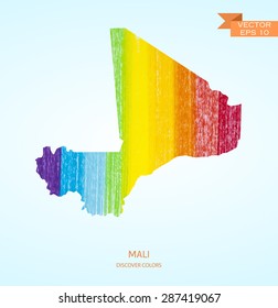 Watercolor Sketch of Mali isolated on background. Vector version