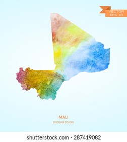 Watercolor Sketch of Mali isolated on background. Vector version