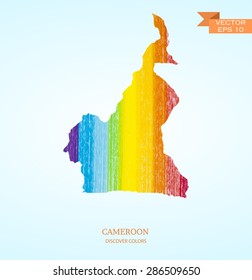 watercolor sketch map of Cameroon isolated on background. Vector version