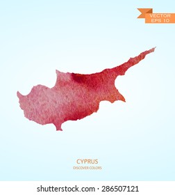 Watercolor sketch map of Cyprus isolated on background. Vector version
