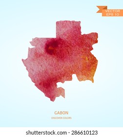 Watercolor sketch map of Gabon isolated on background. Vector version