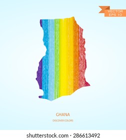 Watercolor sketch map of Ghana isolated on background. Vector version