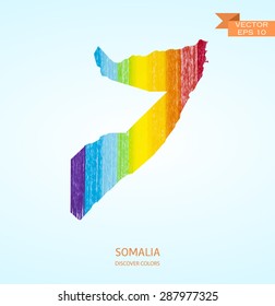 Watercolor sketch map of Somalia isolated on background 
