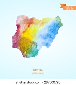 Watercolor Sketch of Nigeria isolated on background. Vector version