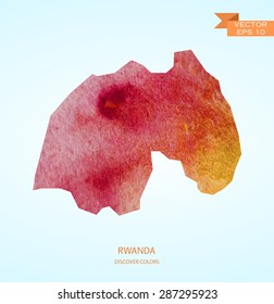 Watercolor Sketch of Rwanda isolated on background. Vector  version