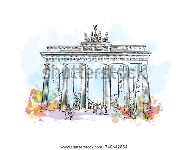 Watercolor Sketch Splash Brandenburg Gate Berlin Stock Vector Royalty Free Watercolor Sketch Splash Brandenburg Gate Berlin Stock Vector Royalty Free