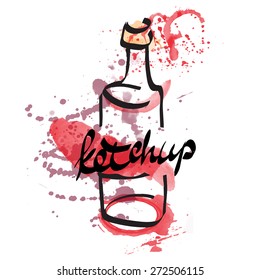 watercolor sketch style ketchup