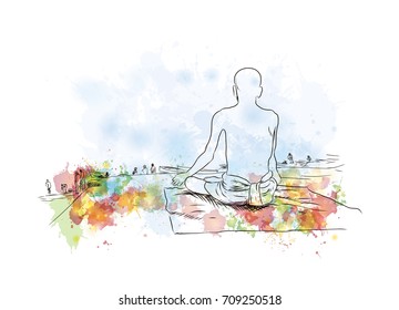 Watercolor sketch of Yogi Sadhu in vector illustration.