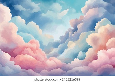 watercolor, sky, clouds, watercolor sky, clouds