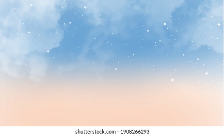 watercolor sky and clouds, abstract watercolor background, vector illustration