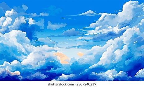 watercolor, sky, clouds, sunset sky