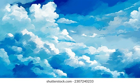 watercolor, sky, clouds, sunset sky