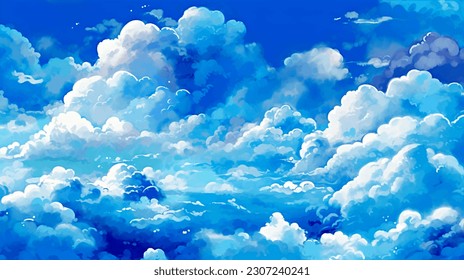 watercolor, sky, clouds, sunset sky
