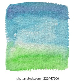 Watercolor sky and grass. Vector abstract background