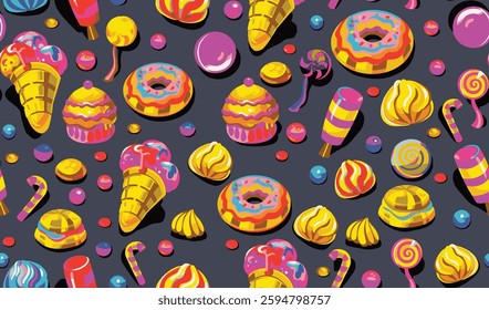 watercolor small DIGITAL CANDY corn  pattern Seamless pattern on beautiful background