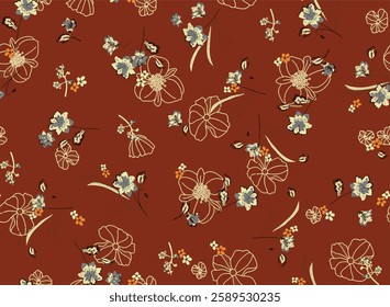 watercolor small DIGITAL flower  pattern Seamless pattern on beautiful background
