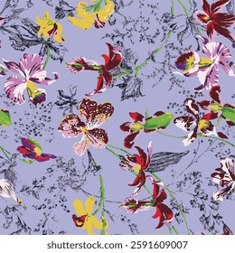 watercolor small DIGITAL flower  pattern Seamless pattern on beautiful background