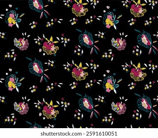 watercolor small DIGITAL flower  pattern Seamless pattern on beautiful background