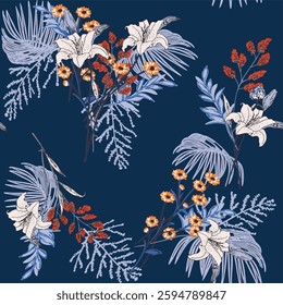 watercolor small DIGITAL flower  pattern Seamless pattern on beautiful background
