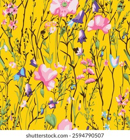 watercolor small DIGITAL flower  pattern Seamless pattern on beautiful background