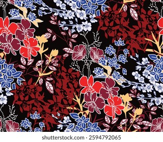 watercolor small DIGITAL flower  pattern Seamless pattern on beautiful background