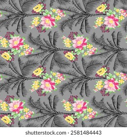 watercolor small flower  pattern Seamless pattern on beautiful background