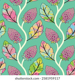 watercolor small LEAF  pattern Seamless pattern on beautiful background