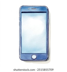 watercolor of smartphone clipart illustration isolated