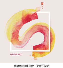Watercolor smear in the frame, vector stroke illustration, hand painted vector, perfect design elements