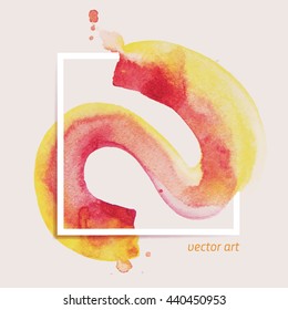 Watercolor smear in the frame, vector stroke illustration, hand painted vector, perfect design elements