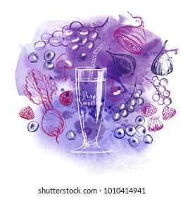 Watercolor smoothie. Vector background